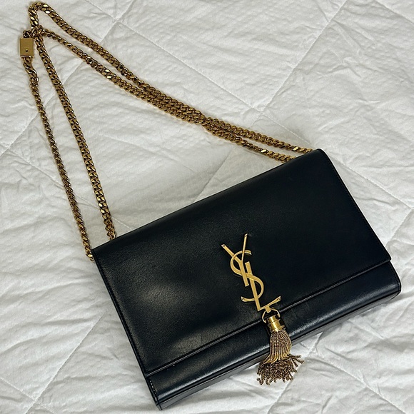 KATE MEDIUM TASSEL GRAIN DE POUDRE EMBOSSED LEATHER YSL SAINT LAURENT BAG PURSE - Picture 4 of 15